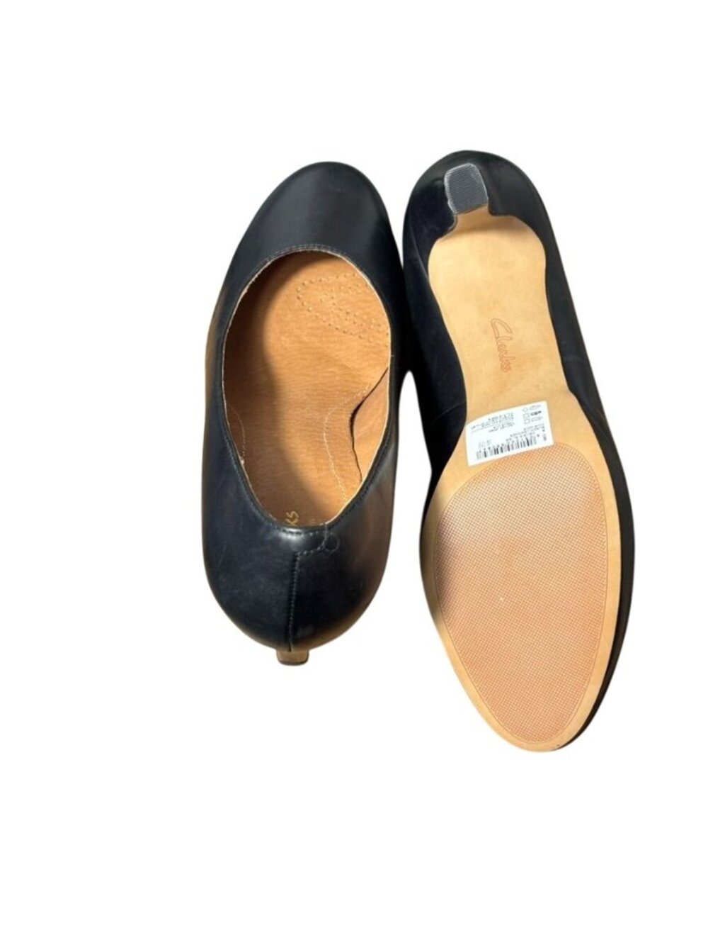 Clarks Womens Black Leather Heels Size 7.5 - Picture 4 of 5